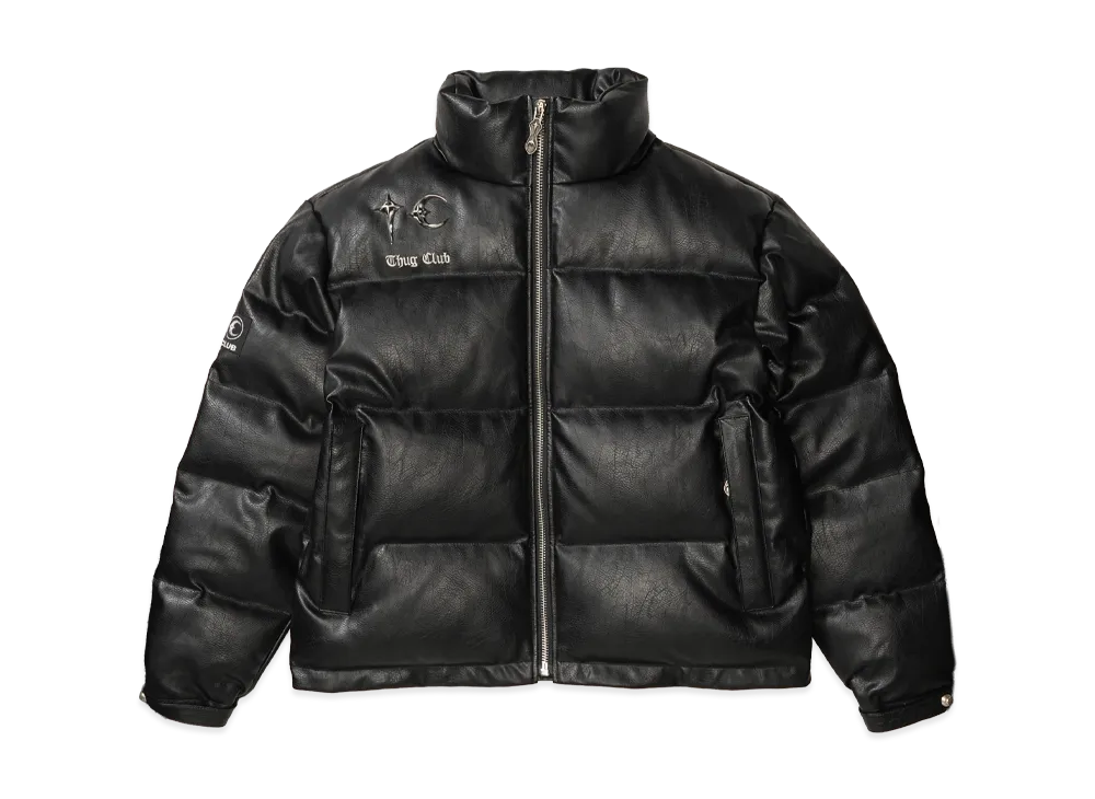 THUG CLUB TC Leather Puffer Jacket "BLACK"