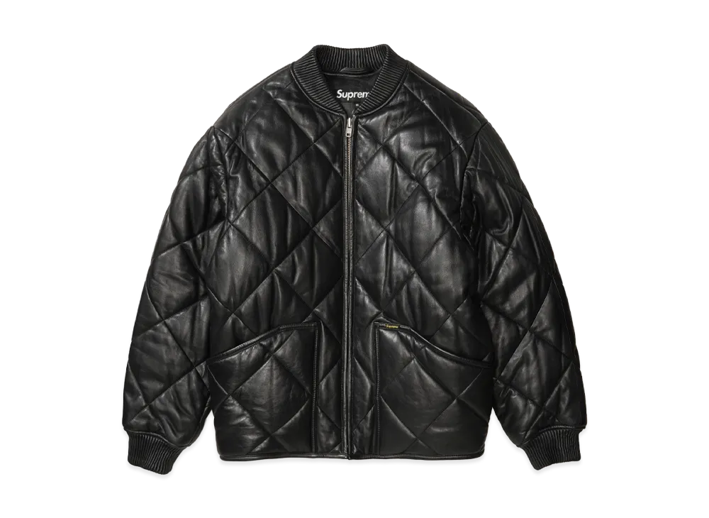 シュプリーム クウィルティド レザー ワーク ジャケット "ブラック"