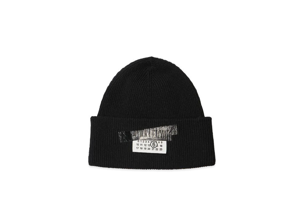 MM6 Maison Margiela Tape Label Wool Beanie "Black"