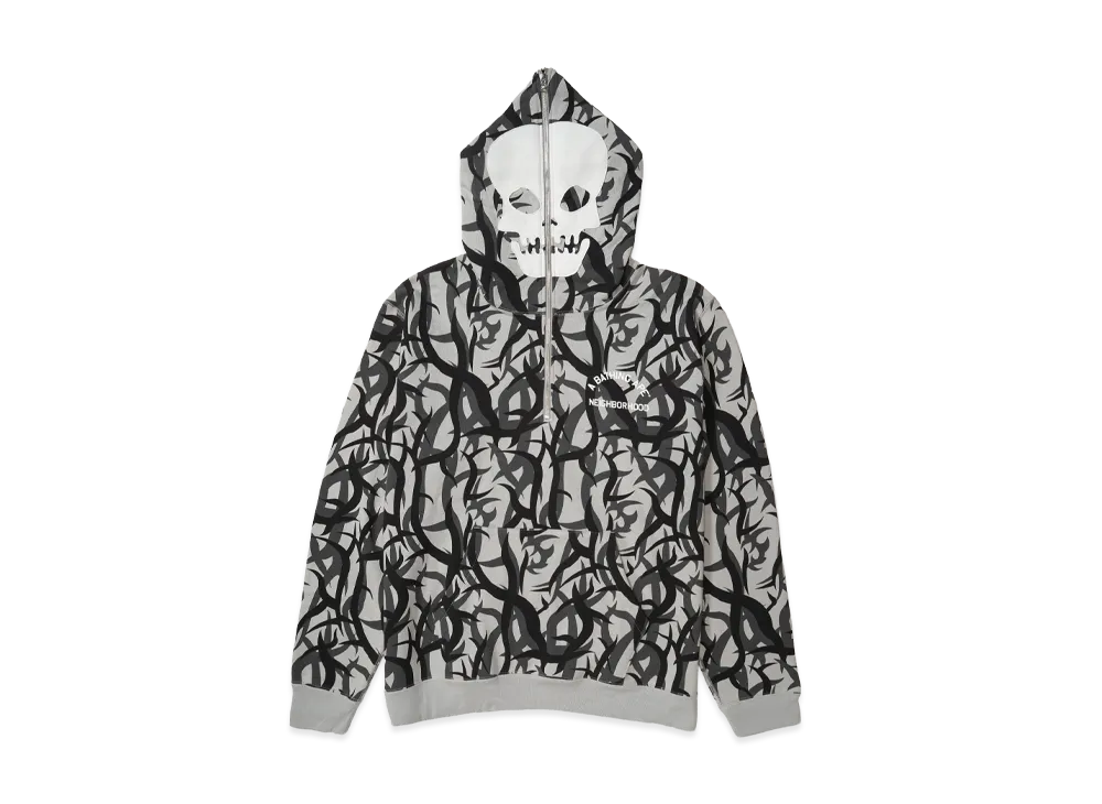 NEIGHBORHOOD x A BATHING APE Trial Camo Two Face Half Zip Hoodie "Gray" 242NOAPN-CSM07S / 1K73114908