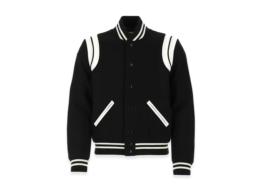 Saint Laurent Wool Blend Bomber Jacket "Black"