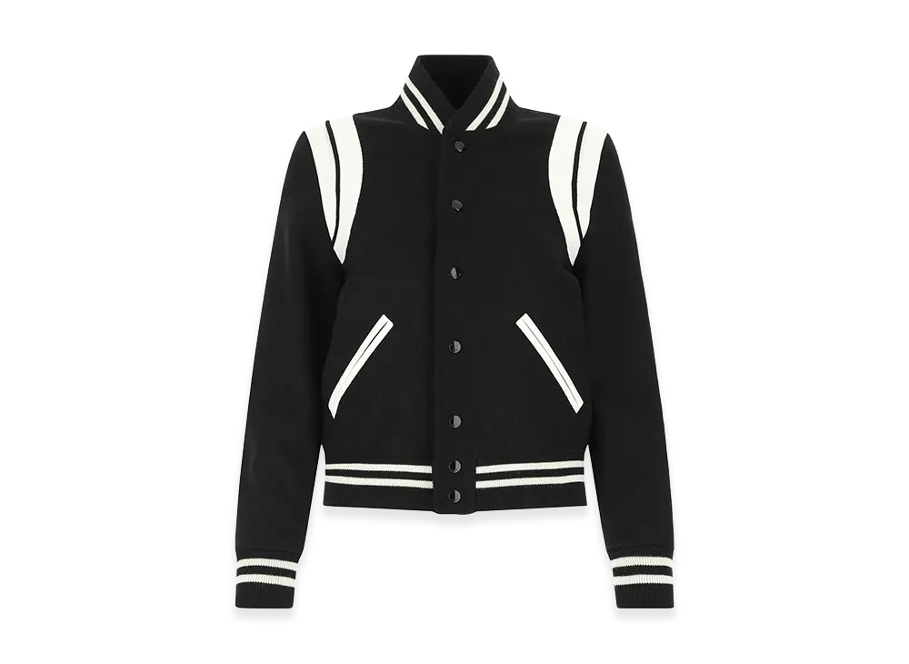 Saint Laurent Women's Wool Blend Bomber Jacket "Black"