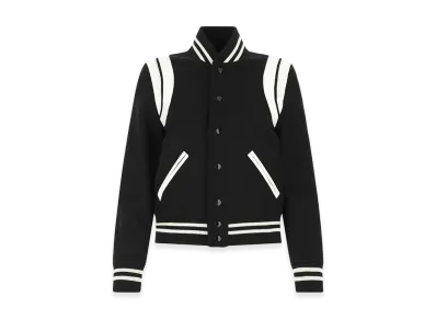 Saint Laurent Women's Wool Blend Bomber Jacket "Black"