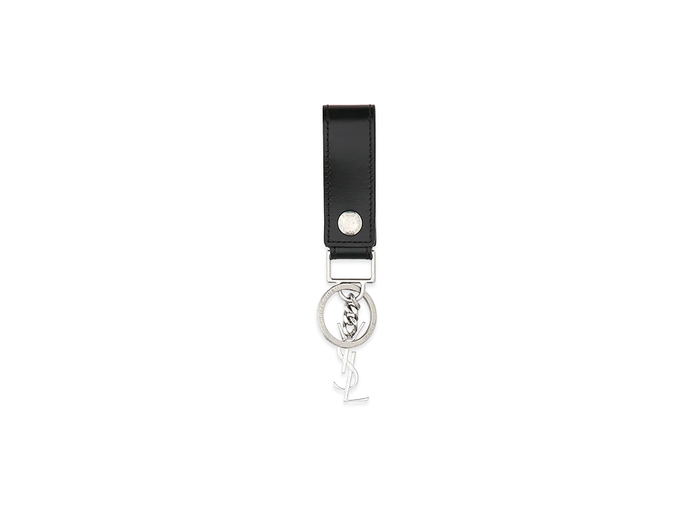 Saint Laurent Leather Monogram Key Ring "Black"