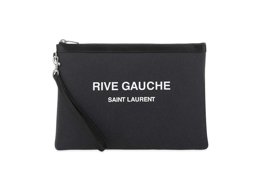 Saint Laurent Charcoal Canvas Rive Gauche Clutch "Grey"