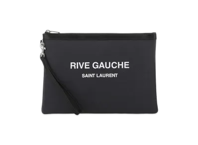 Saint Laurent Charcoal Canvas Rive Gauche Clutch "Grey"