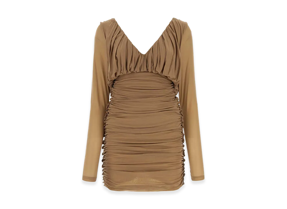 Saint Laurent Women's Jersey Mini Dress "Camel"