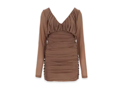 Saint Laurent Women's Biscuit Jersey Mini Dress "Camel"