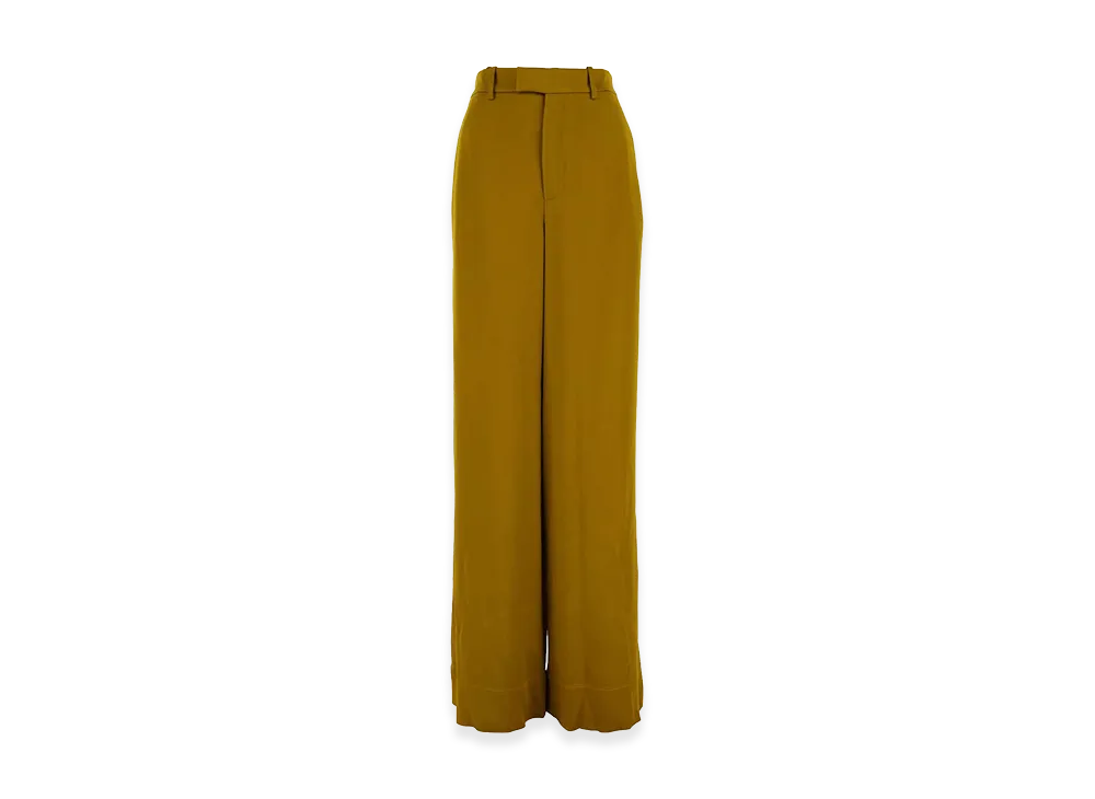 Saint Laurent Women's Ochre Satin Wide-Leg Pant "Yellow"