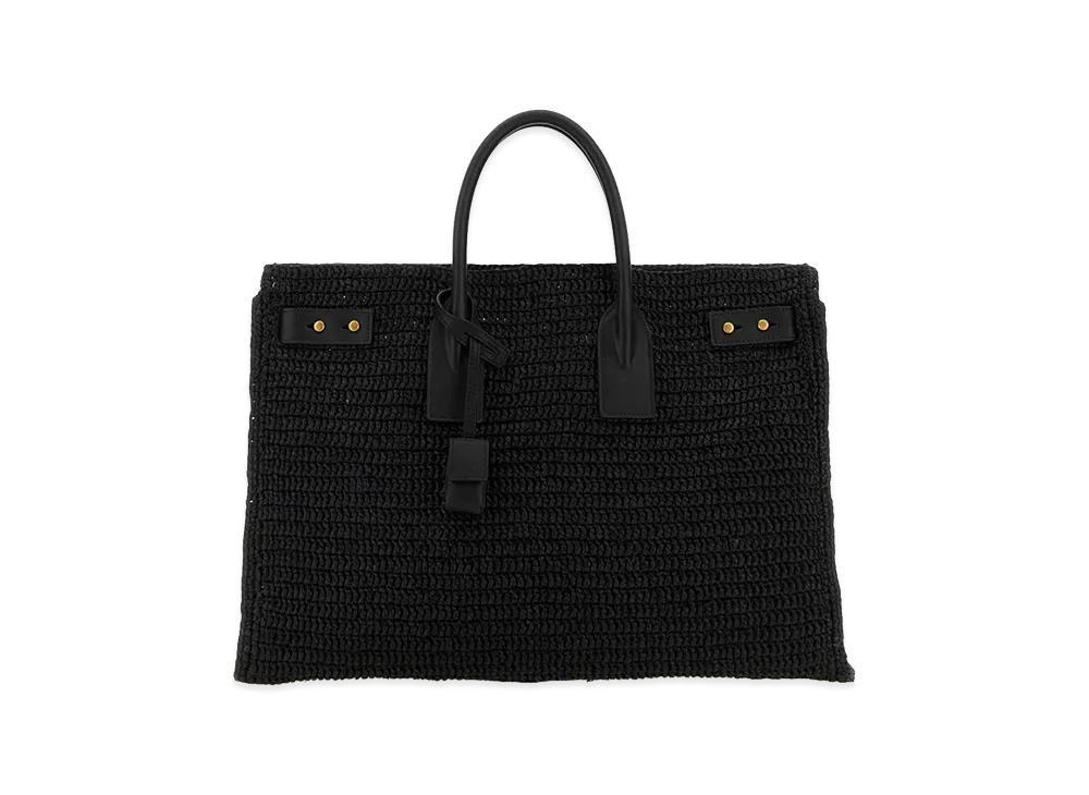 Saint Laurent Women's Raffia Medium Sac De Jour Shopping Bag "Black"
