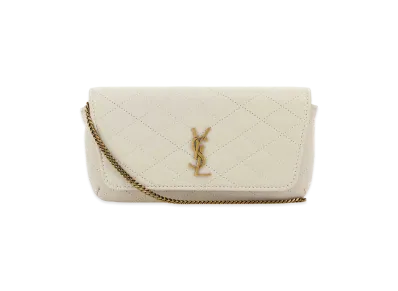 Saint Laurent Women's Ivory Nappa Leather Gaby Phone Holder "White"