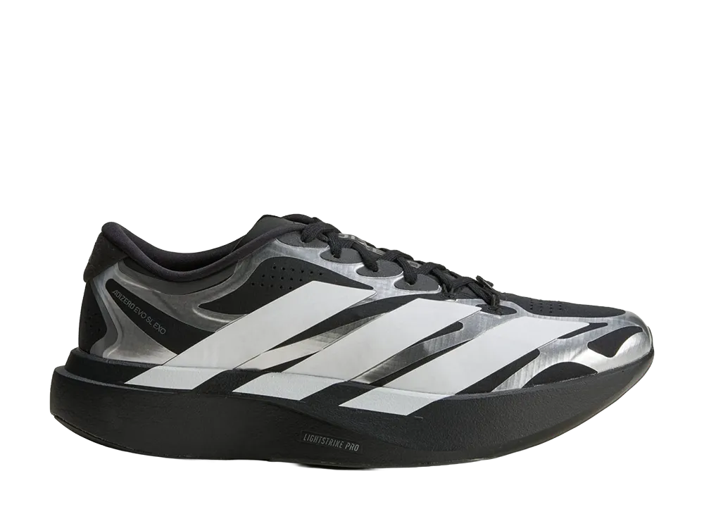 アディダス アディゼロ EVO SL EXO シューズ "コアブラック/クラウドホワイト/アイアンメタリック"