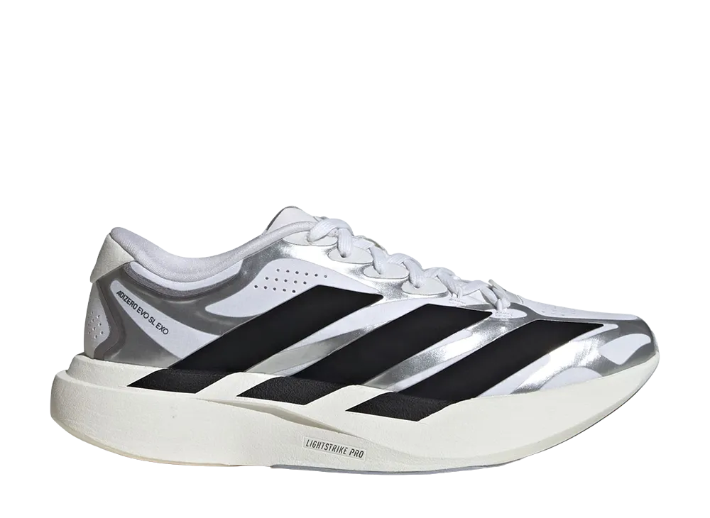 アディダス ウィメンズ アディゼロ EVO SL EXO "クラウドホワイト/コアブラック/アイアンメタリック"