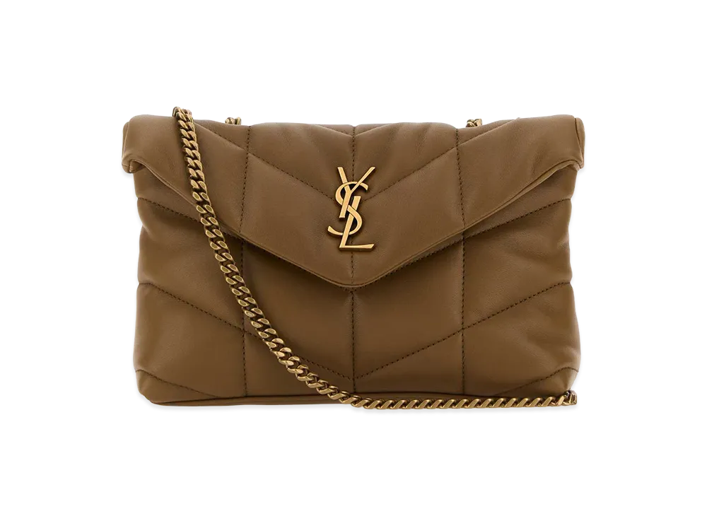 Saint Laurent Women's Mud Nappa Leather Puffer Toy Crossbody Bag "Brown"