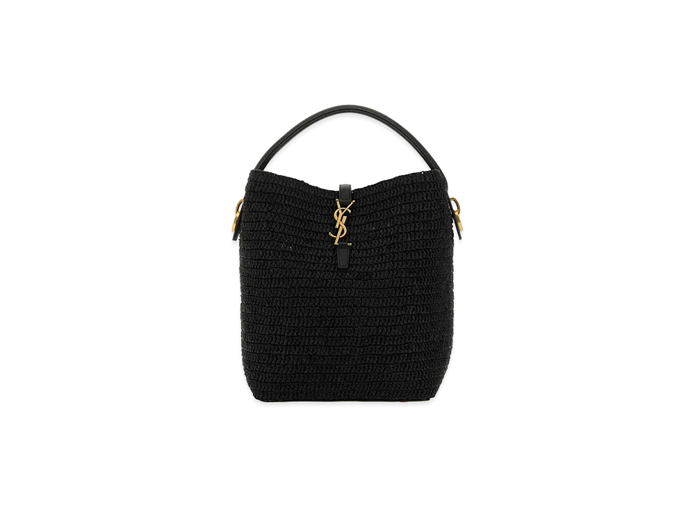 Saint Laurent Women's Raffia Le 37 Bucket Bag "Black"