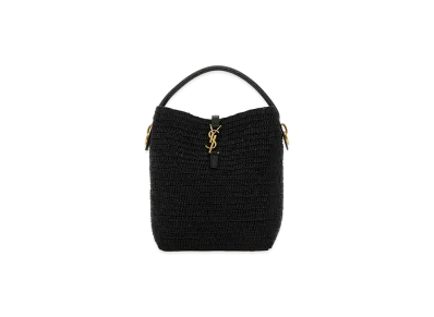 Saint Laurent Women's Raffia Le 37 Bucket Bag "Black"