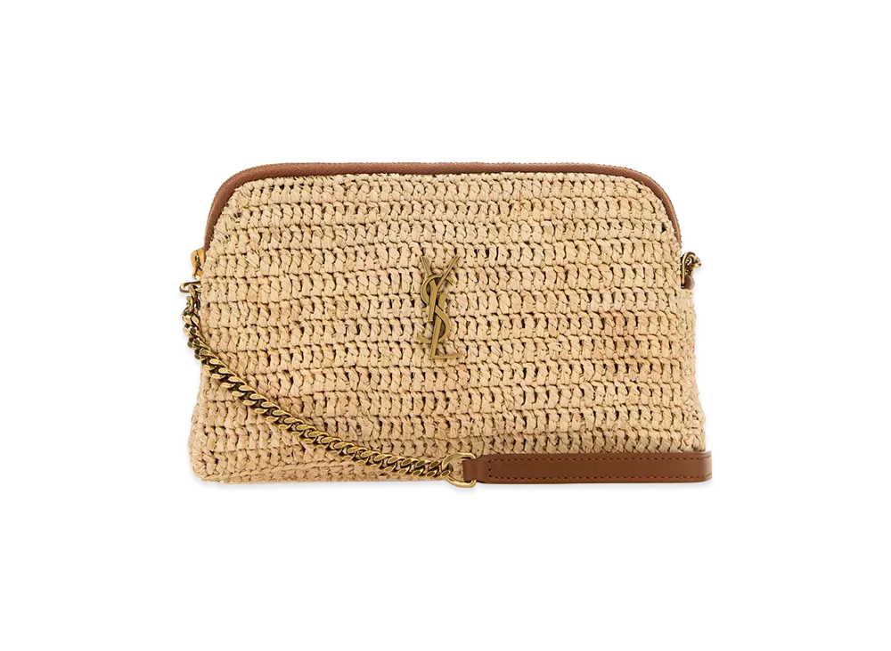 Saint Laurent Women's Raffia Gaby Crossbody Bag "Beige/Tan"