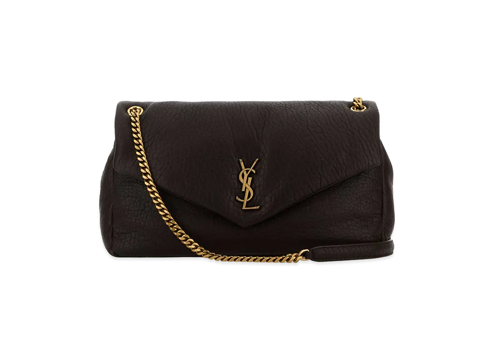 Saint Laurent Women's Dark Brown Leather Big Calypso Shoulder Bag "Brown"
