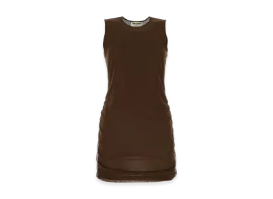 Saint Laurent Women's Chocolate Tulle Mini Dress "Brown"