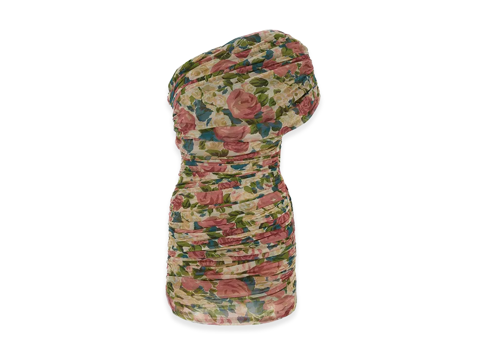 Saint Laurent Women's Printed Tulle Mini Dress "Floral"