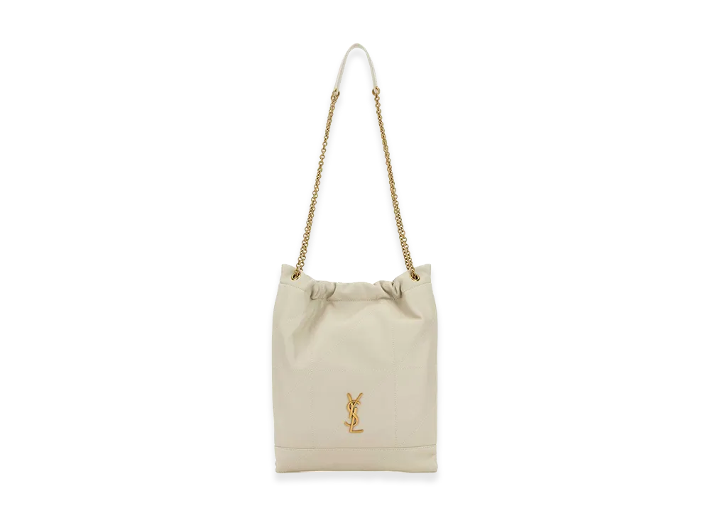Saint Laurent Women's Ivory Leather Pochon Shoulder Bag "White"