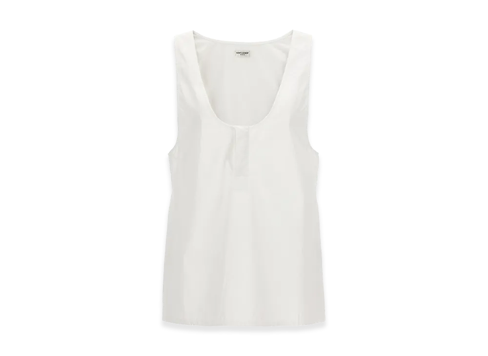 Saint Laurent Women's Top Popeline De Coton Egyptien "Blanc"
