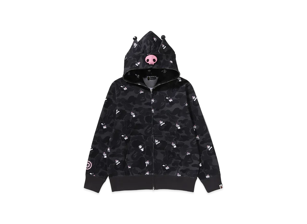 A BATHING APE x Kuromi Kids Camo Full Zip Hoodie "Black"