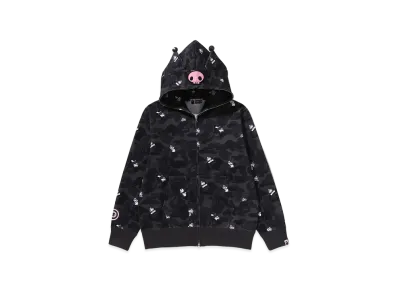 A BATHING APE x Kuromi Kids Camo Full Zip Hoodie "Black"
