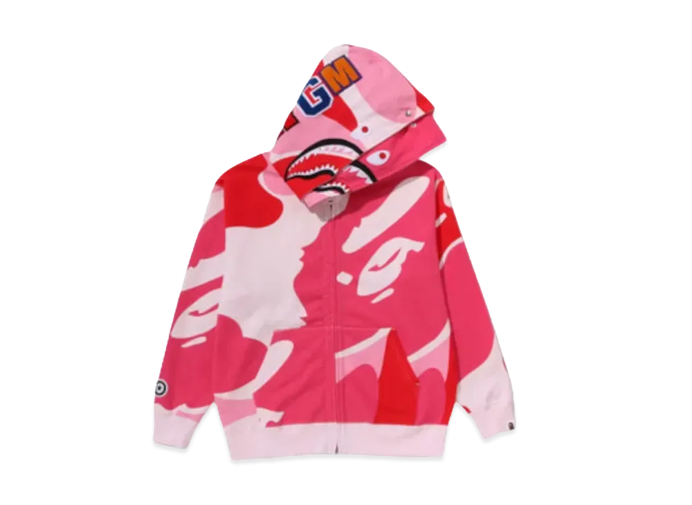 A BATHING APE Mega ABC Camo Double Shark Relaxed Fit Full Zip Hoodie "Pink"