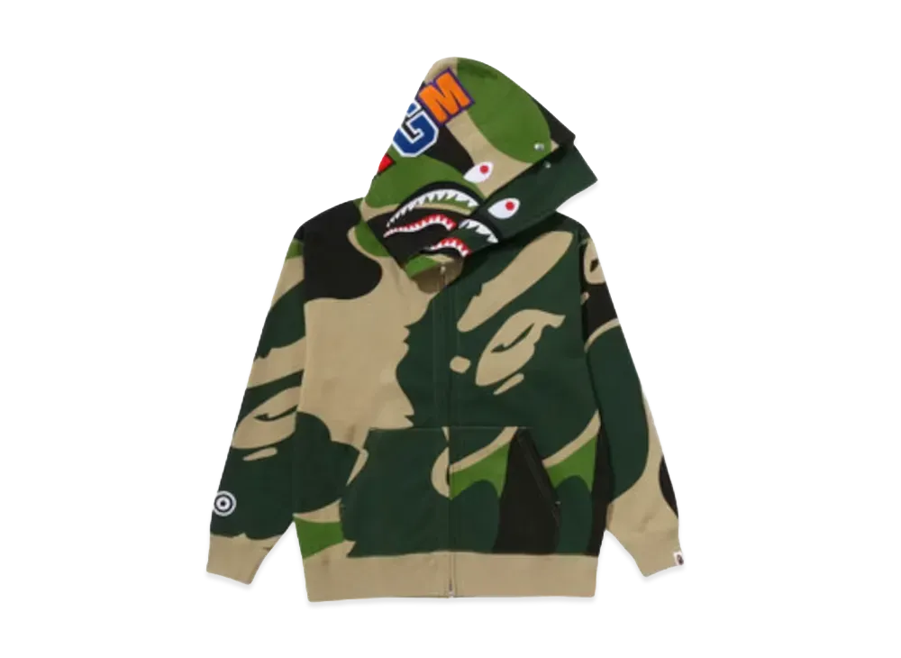A BATHING APE Mega ABC Camo Double Shark Relaxed Fit Full Zip Hoodie "Green"