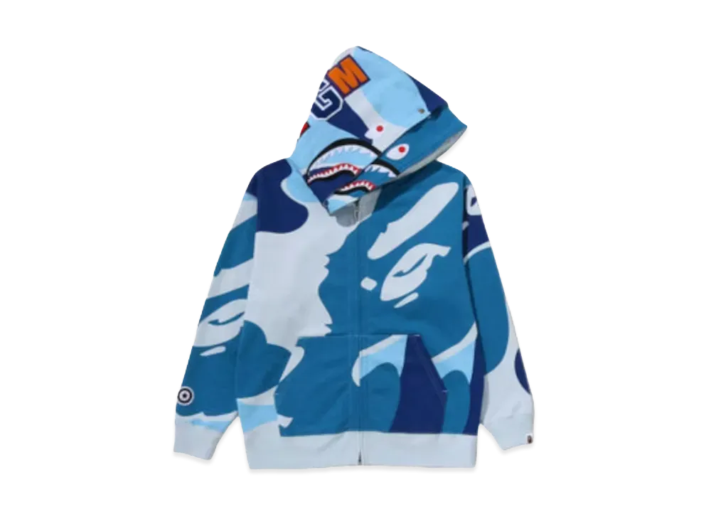 A BATHING APE Mega ABC Camo Double Shark Relaxed Fit Full Zip Hoodie "Blue"
