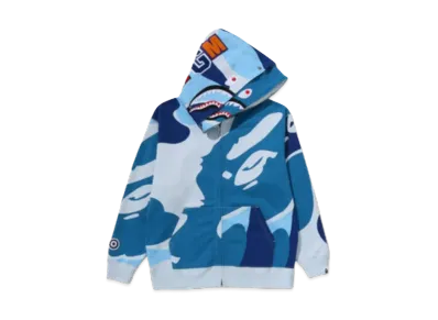 A BATHING APE Mega ABC Camo Double Shark Relaxed Fit Full Zip Hoodie "Blue"