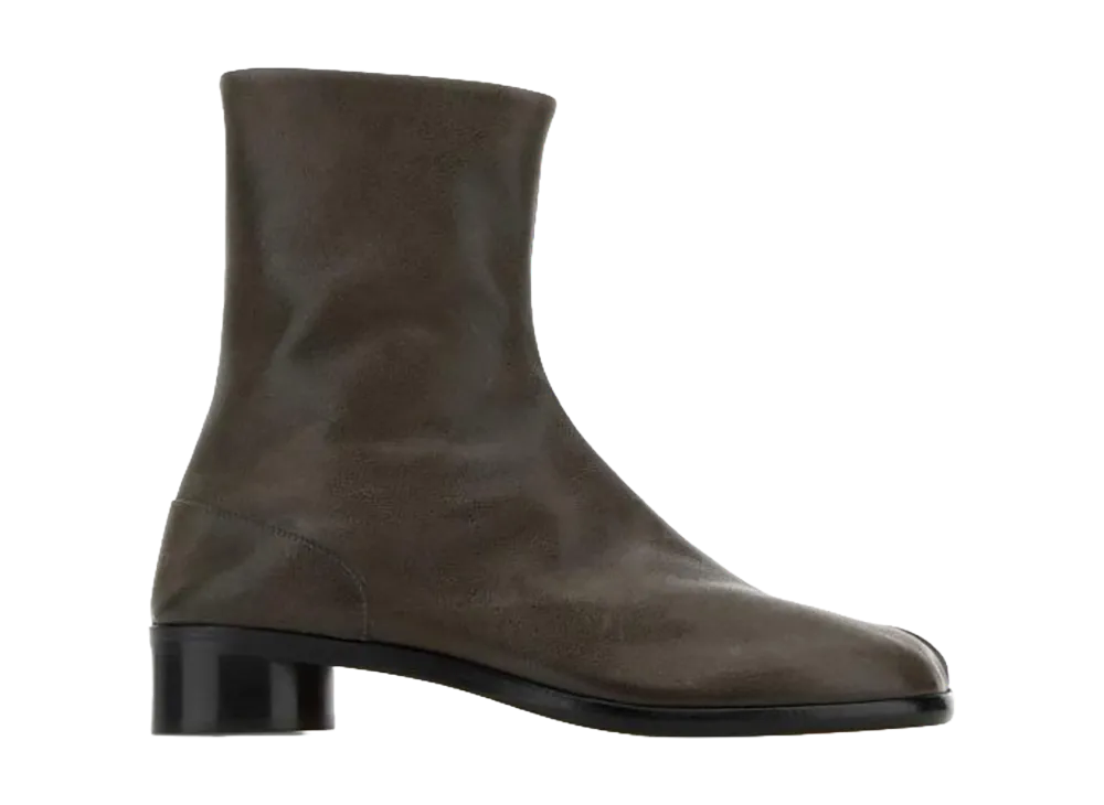Maison Margiela Leather Tabi Ankle Boots "Olive Green"