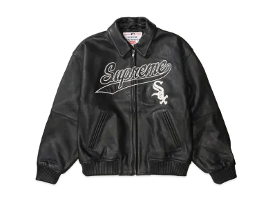 Supreme Chicago White Sox Leather Varsity Jacket "Black"