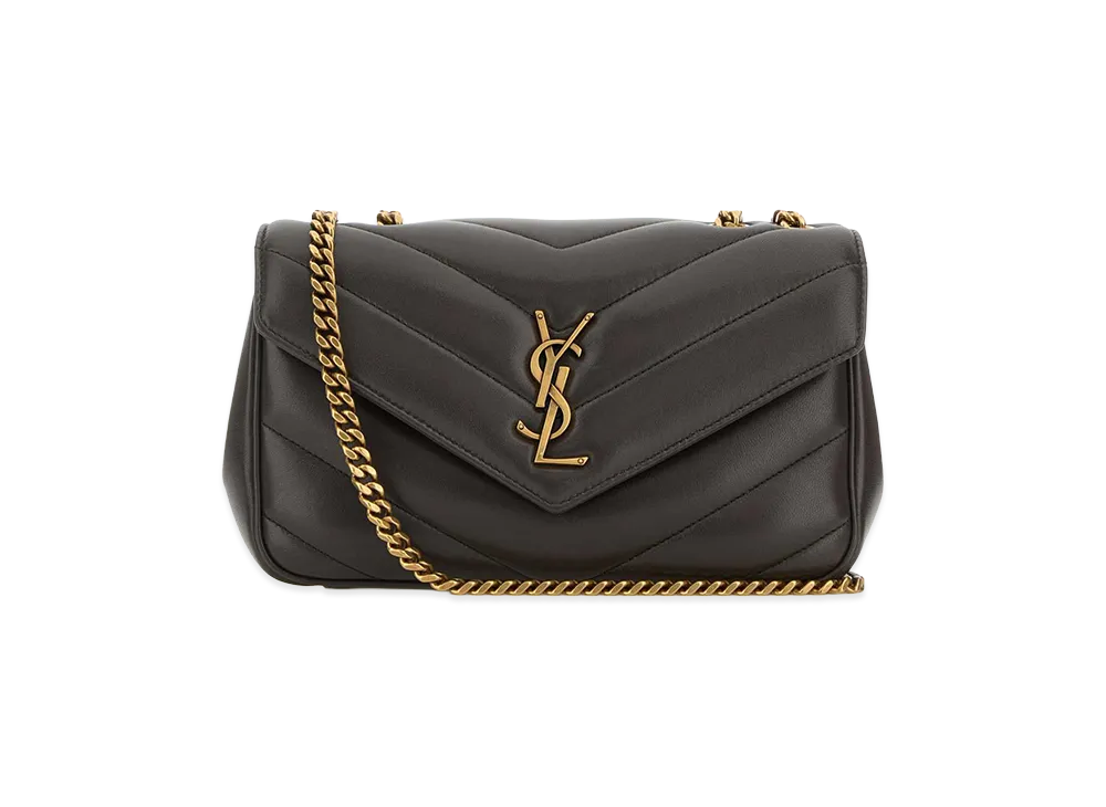 Saint Laurent Women's Dark Grey Leather Small Loulou Shoulder Bag "Grey"