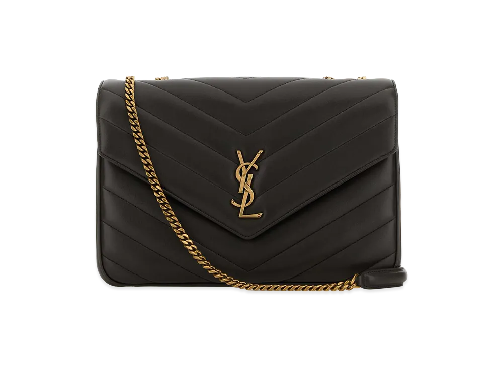 Saint Laurent Women's Dark Brown Leather Large Lou Lou Shoulder Bag "Brown"