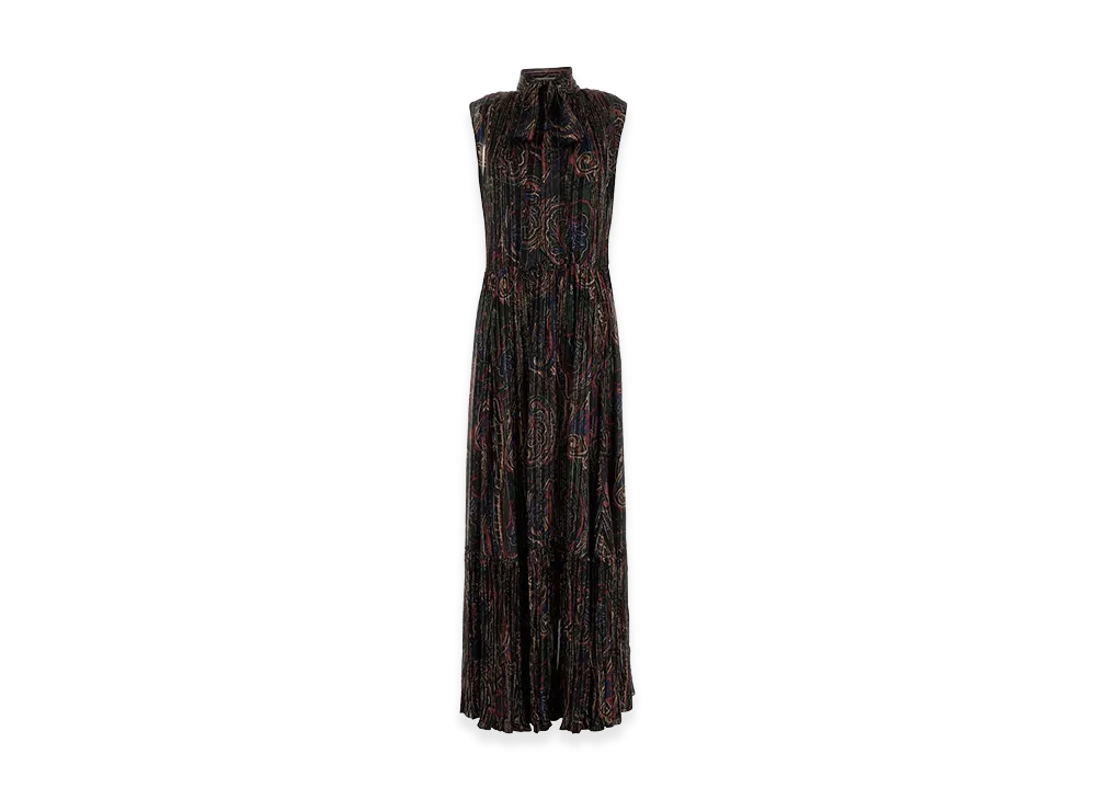 Saint Laurent Women's Silk Blend Long Dress "Printed"