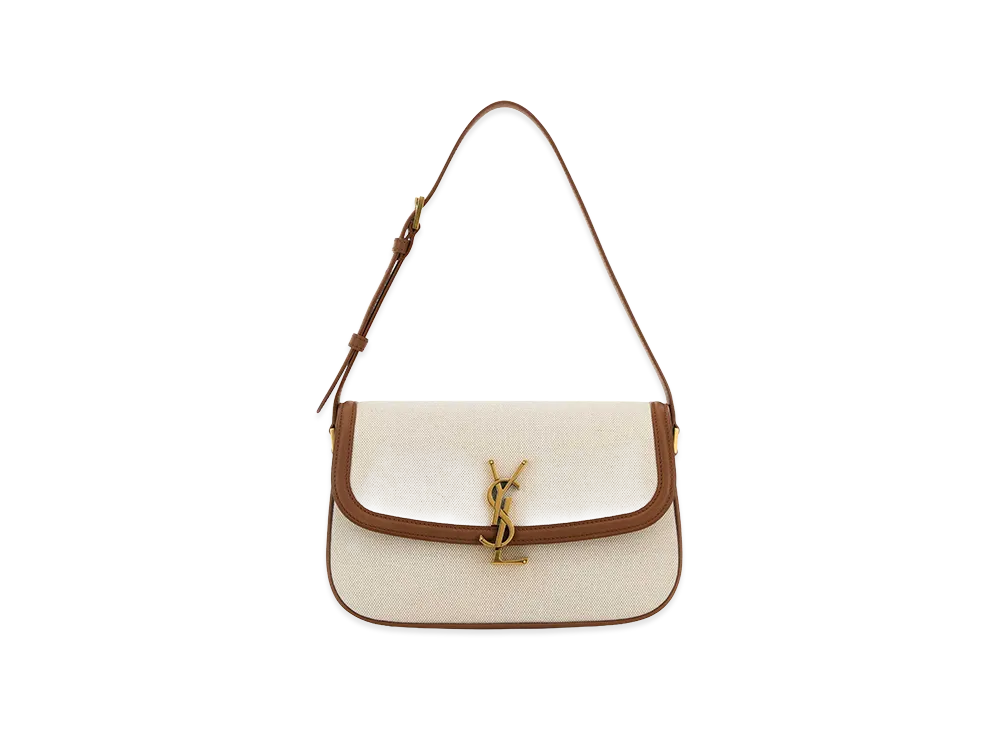 Saint Laurent Women's Sand Canvas Solferino Shoulder Bag "Beige/Tan"