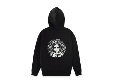 X-Girl Circle Message And Face Zip Up Sweat Hoodie "Black"