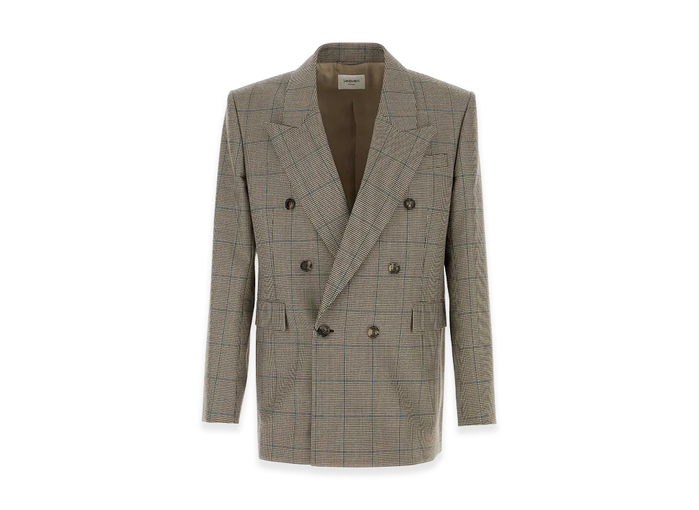 Saint Laurent Embroidered Wool Blazer "Checked"