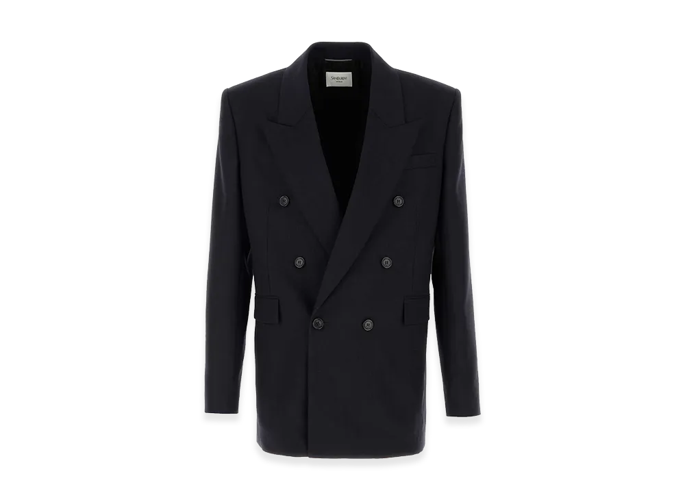 Saint Laurent Dark Blue Wool Blazer "Blue"
