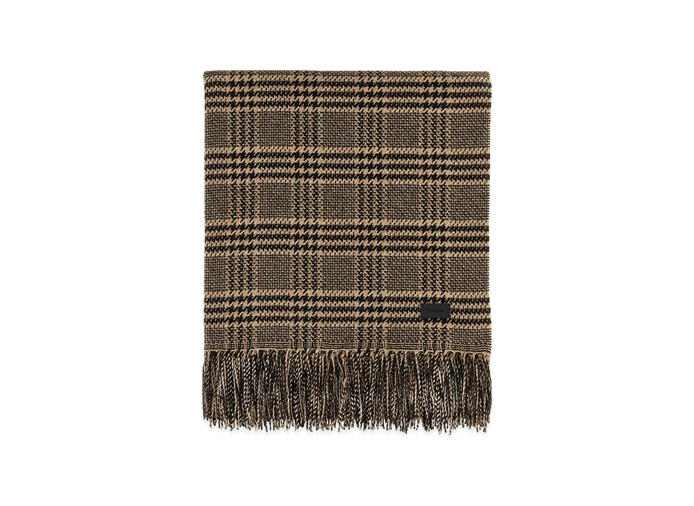 Saint Laurent Women's Embroidered Silk Blend Scarf "Checked"