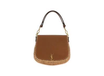 Saint Laurent Women's Two-Tone Wicker And Leather Voltaire Handbag "Multicoloured"