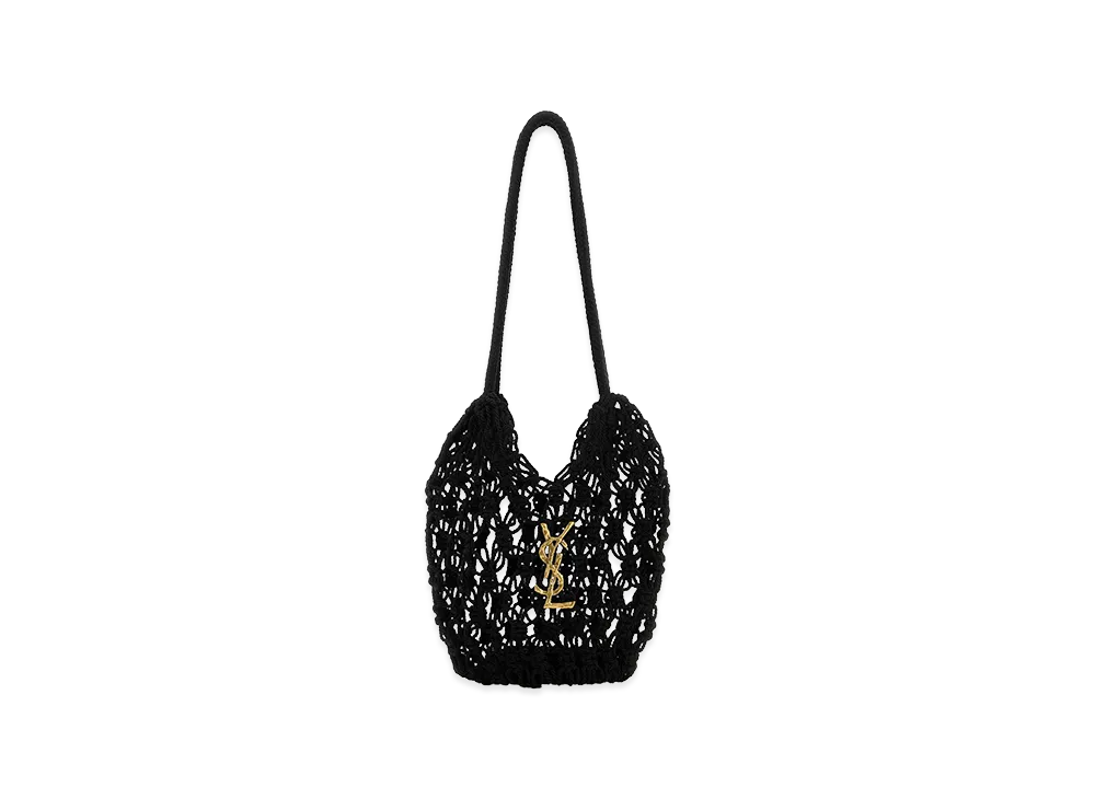 Saint Laurent Women's Crochet Bucket Bag "Black"