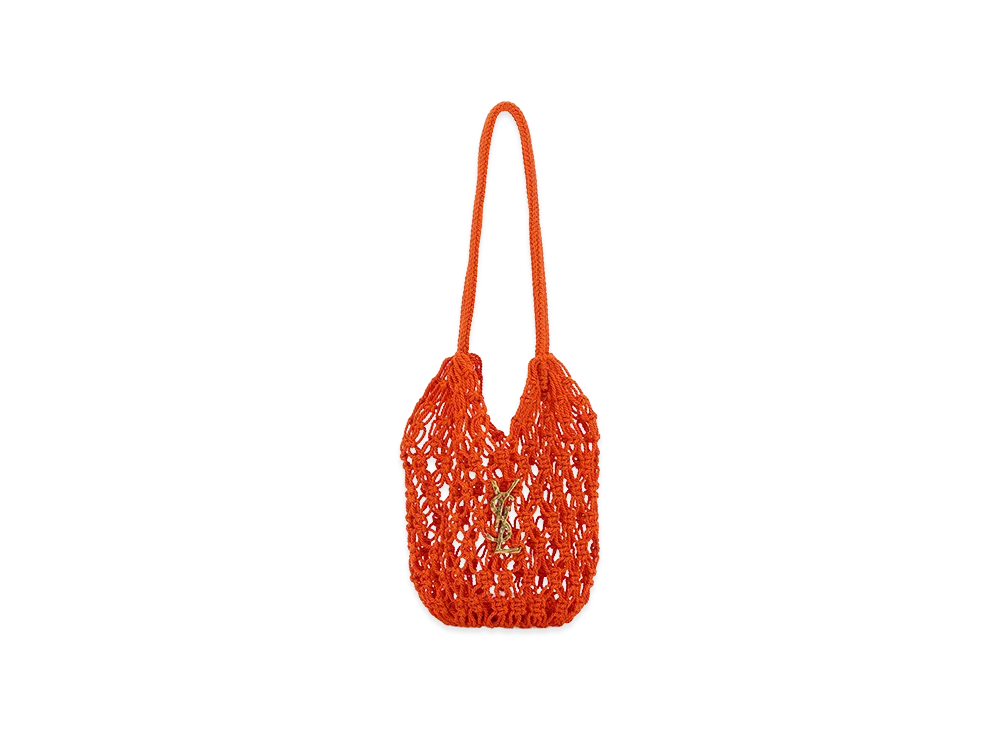 Saint Laurent Women's Crochet Bucket Bag "Orange"