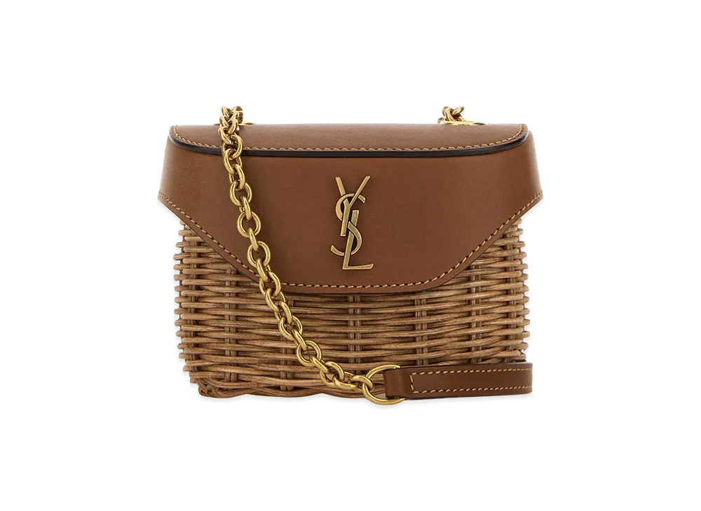 Saint Laurent Women's Two-Tone Wicker And Leather Mini Box June Crossbod "Multicoloured"