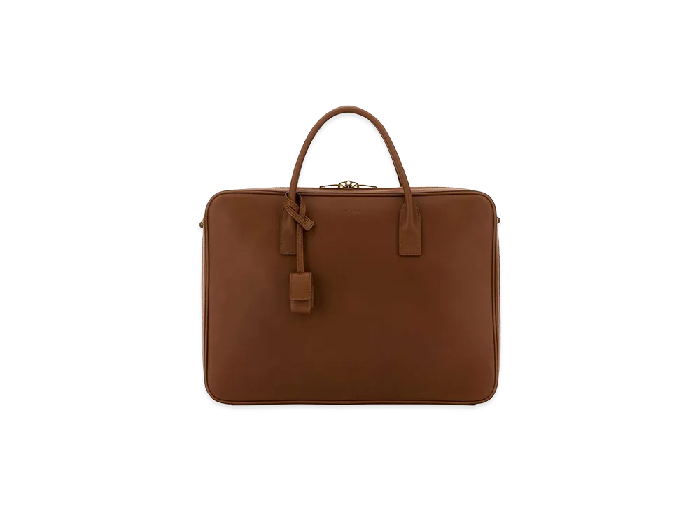 Saint Laurent Caramel Leather Briefcase "Camel"