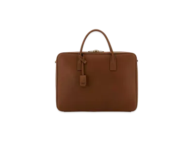 Saint Laurent Caramel Leather Briefcase "Camel"
