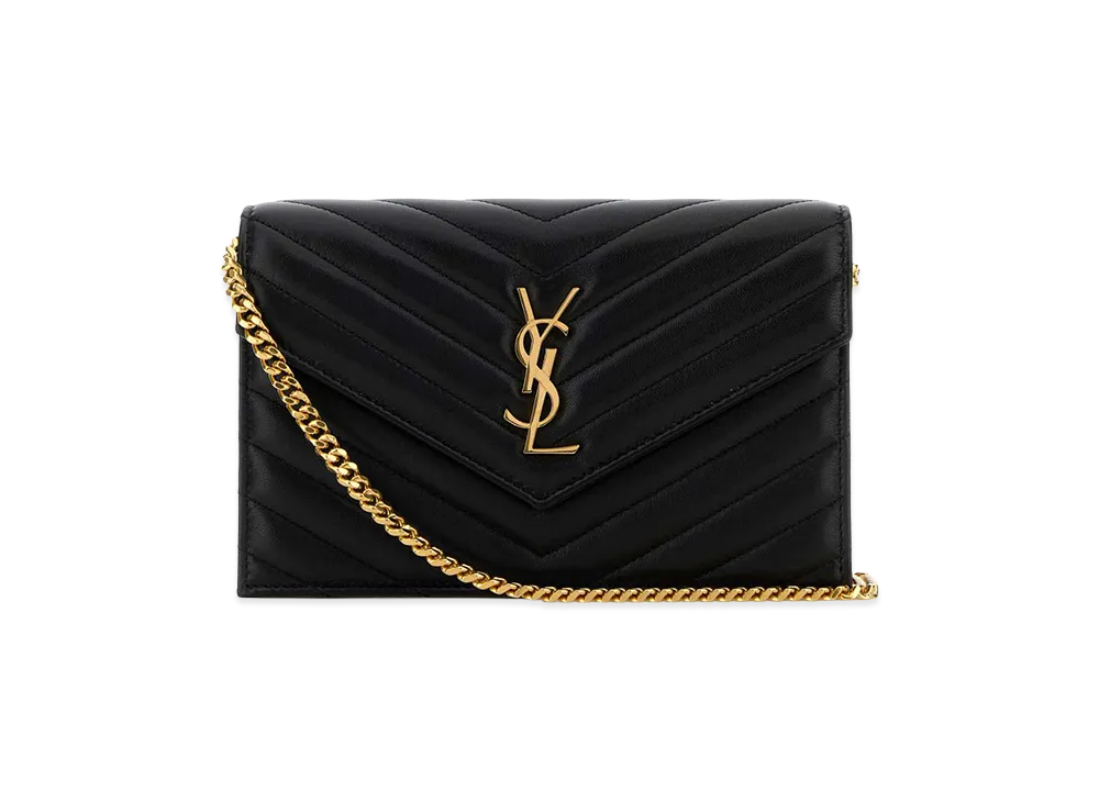 Saint Laurent Women's Leather Envelope Cassandre Wallet "Black"
