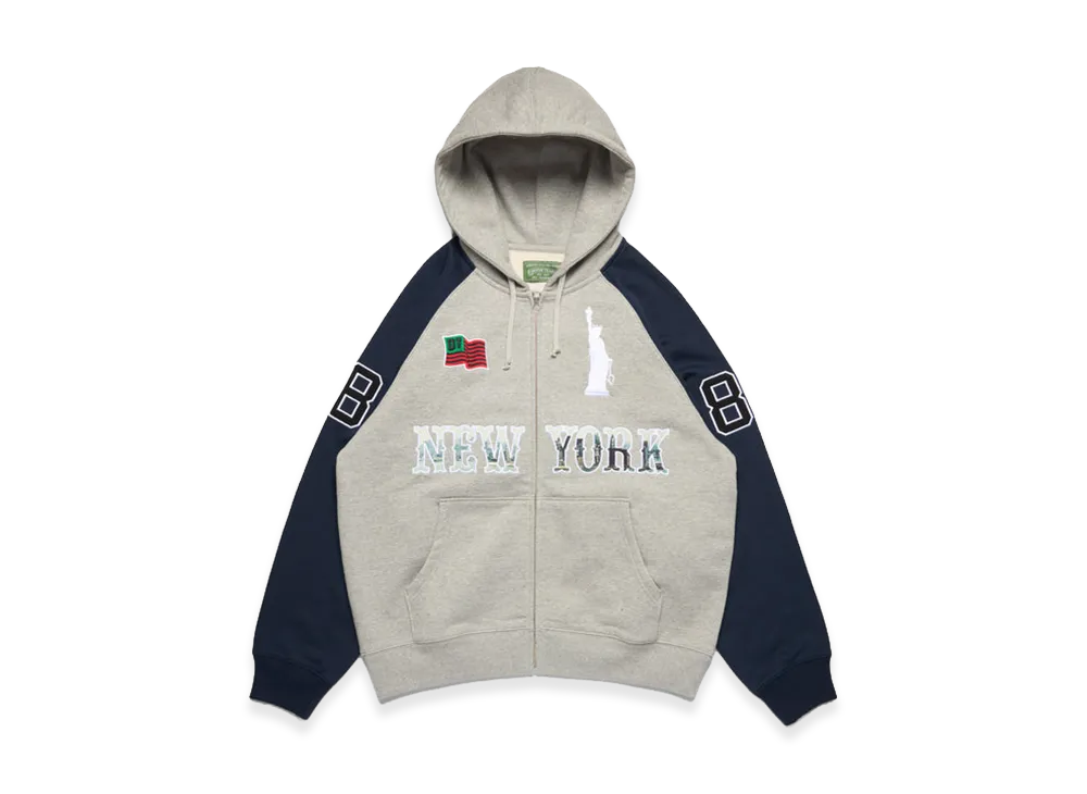 DENIM TEARS Libertas Rugby Zip Hoodie "Grey/Blue"